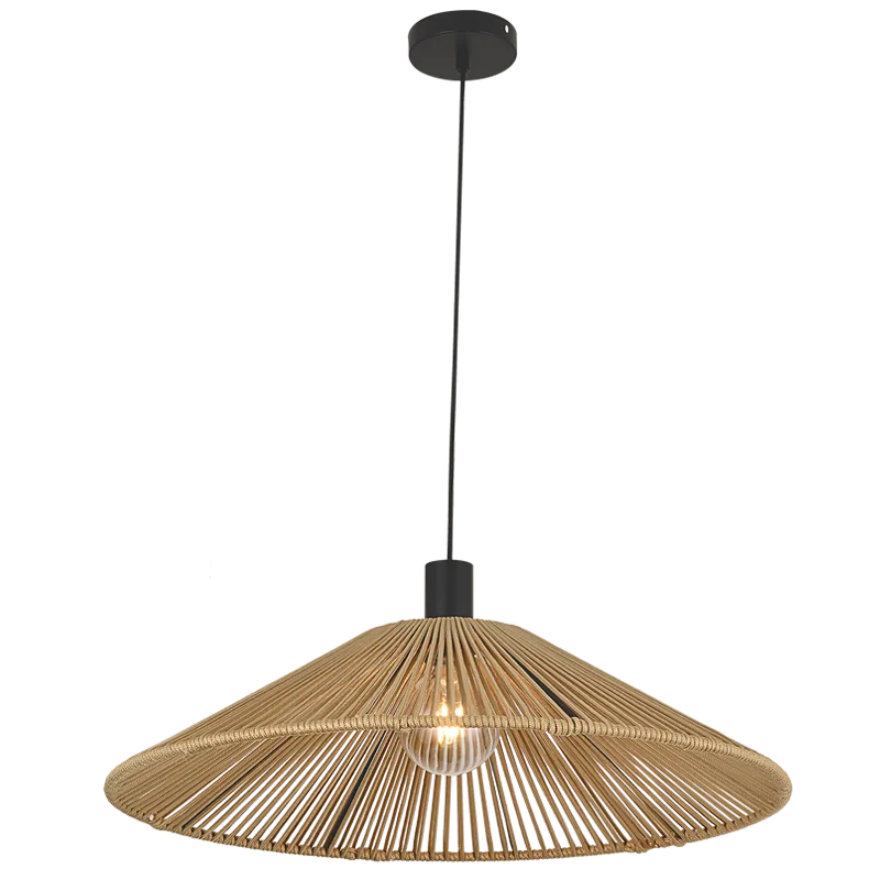 Brightstar PEN947/PEN948 Metal & Nylon Rope Pendant – Natural/Black | 1×ES | 595mm — view 2