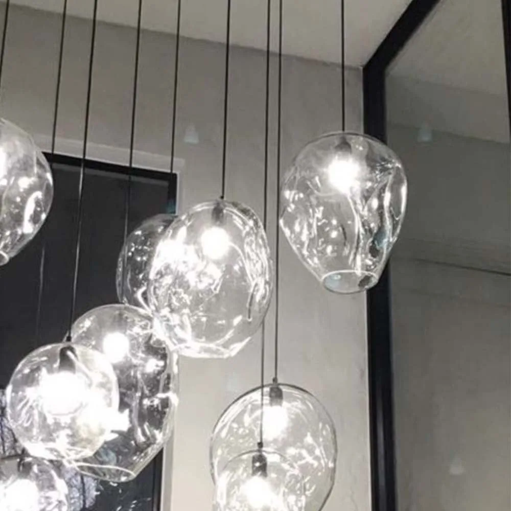 Ngwenya Glass ORB-B-BH Large Organic Hand-Blown Glass Pendant Light — Brushed Hardware — view 2