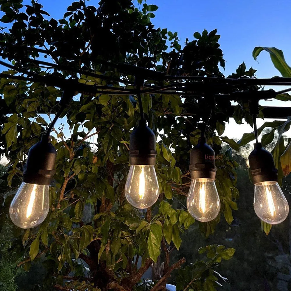 Solar Festoon Party String Lights 10m IP65 – 20× E27 S14 Bulbs 2200mAh 2W Panel | S023/10M